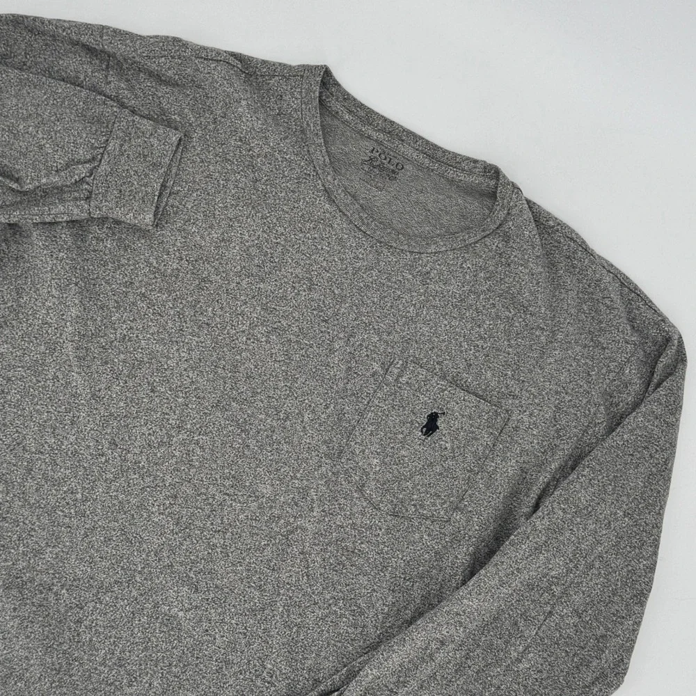 Polo Ralph Lauren Mens‎ Grey Heather Long Sleeve Pocket T-Shirt Size L Pony Logo